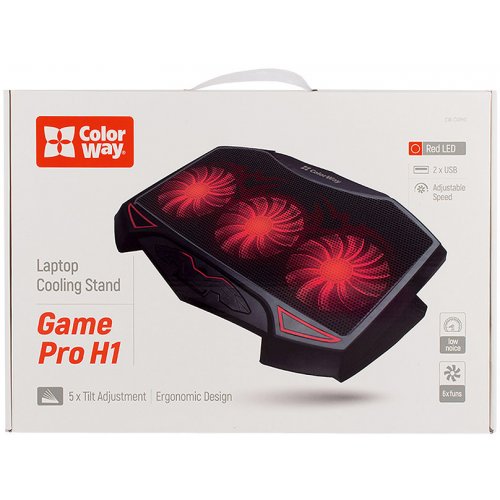 Підставка для ноутбука ColorWay Cooling Game Pro H1 (CW-CGPH1) Black купити в Україні: Київ, Львів, Хмельницький, Тернопіль, Івано-Франківськ | Низька ціна, відгуки, характеристики від TELEMART фото