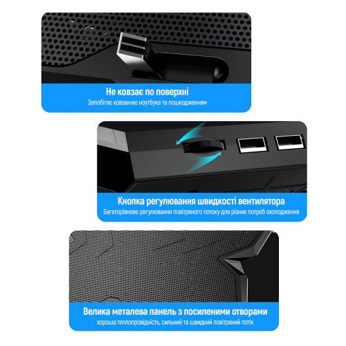 Підставка для ноутбука ColorWay Cooling Game Pro S4 (CW-CGPS4) Black купити в Україні: Київ, Львів, Хмельницький, Тернопіль, Івано-Франківськ | Низька ціна, відгуки, характеристики від TELEMART фото