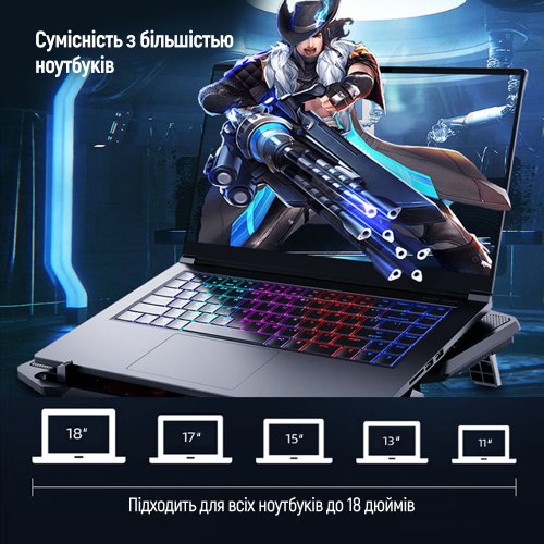 Підставка для ноутбука ColorWay Cooling Game Pro S4 (CW-CGPS4) Black купити в Україні: Київ, Львів, Хмельницький, Тернопіль, Івано-Франківськ | Низька ціна, відгуки, характеристики від TELEMART фото