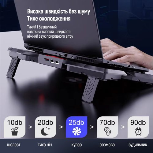 Підставка для ноутбука ColorWay Cooling Game Pro S4 (CW-CGPS4) Black купити в Україні: Київ, Львів, Хмельницький, Тернопіль, Івано-Франківськ | Низька ціна, відгуки, характеристики від TELEMART фото