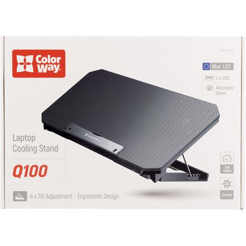 Підставка для ноутбука ColorWay Cooling Laptop Q100 (CW-CLQ100) Black купити в Україні: Київ, Львів, Хмельницький, Тернопіль, Івано-Франківськ | Низька ціна, відгуки, характеристики від TELEMART фото