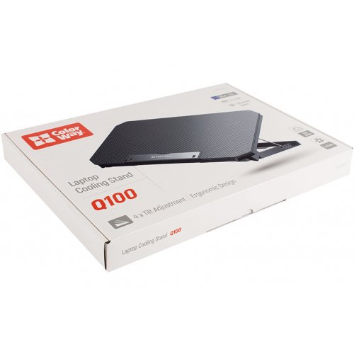 Підставка для ноутбука ColorWay Cooling Laptop Q100 (CW-CLQ100) Black купити в Україні: Київ, Львів, Хмельницький, Тернопіль, Івано-Франківськ | Низька ціна, відгуки, характеристики від TELEMART фото