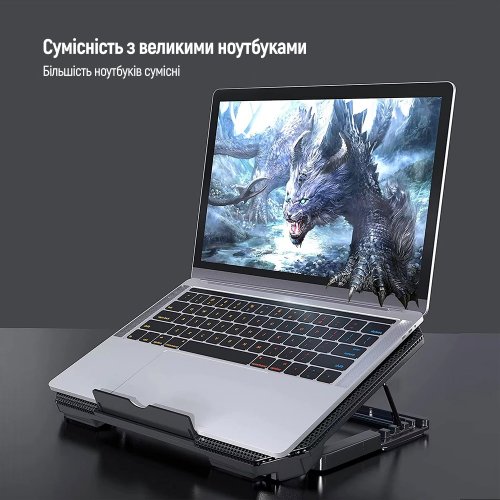 Підставка для ноутбука ColorWay Cooling Laptop Q100 (CW-CLQ100) Black купити в Україні: Київ, Львів, Хмельницький, Тернопіль, Івано-Франківськ | Низька ціна, відгуки, характеристики від TELEMART фото