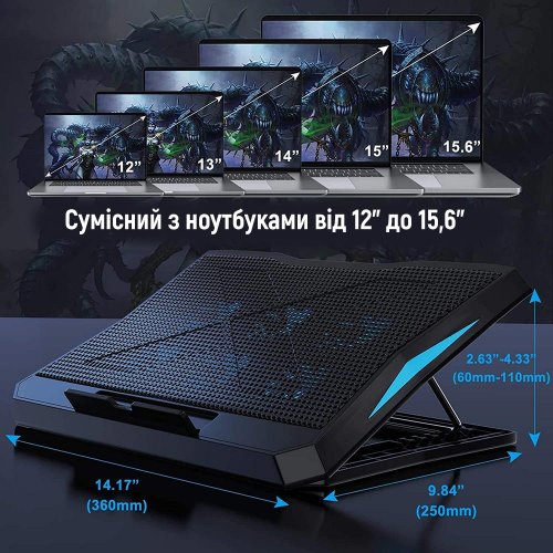 Підставка для ноутбука ColorWay Cooling Laptop Q3 (CW-CLQ3) Black купити в Україні: Київ, Львів, Хмельницький, Тернопіль, Івано-Франківськ | Низька ціна, відгуки, характеристики від TELEMART фото