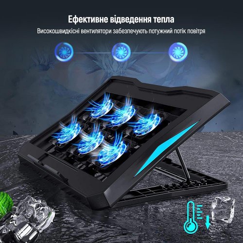 Підставка для ноутбука ColorWay Cooling Laptop Q3 (CW-CLQ3) Black купити в Україні: Київ, Львів, Хмельницький, Тернопіль, Івано-Франківськ | Низька ціна, відгуки, характеристики від TELEMART фото