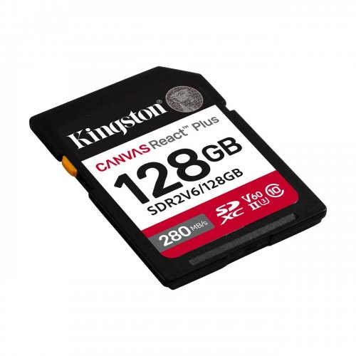 Карта памяти Kingston SDXC Canvas React Plus 128GB Class 10 UHS-II U3 V60 (SDR2V6/128GB) купить в Украине: Киев, Днепр, Харьков, Одесса  | Низкая цена, отзывы, характеристики от TELEMART фото