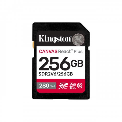 Карта пам'яті Kingston SDXC Canvas React Plus 256GB Class 10 UHS-II U3 V60 (SDR2V6/256GB) купити в Україні: Київ, Львів, Хмельницький, Тернопіль, Івано-Франківськ | Низька ціна, відгуки, характеристики від TELEMART фото