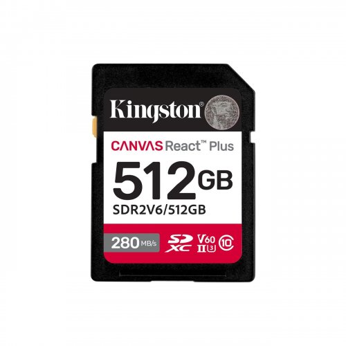 Карта памяти Kingston SDXC Canvas React Plus 512GB Class 10 UHS-II U3 V60 (SDR2V6/512GB) купить в Украине: Киев, Днепр, Харьков, Одесса  | Низкая цена, отзывы, характеристики от TELEMART фото