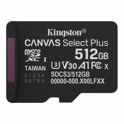 Карта пам'яті Kingston microSDXC Canvas Select Plus G3 512GB Class 10 UHS-I U3 A1 V30 (SDCS3/512GBSP)