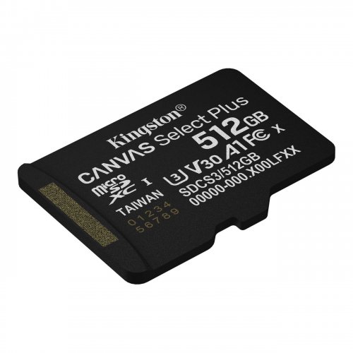 Карта памяти Kingston microSDXC Canvas Select Plus G3 512GB Class 10 UHS-I U3 A1 V30 (SDCS3/512GBSP) купить в Украине: Киев, Днепр, Харьков, Одесса  | Низкая цена, отзывы, характеристики от TELEMART фото