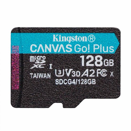 Карта памяти Kingston microSDXC Canvas Go! Plus G4 128GB Class 10 UHS-I U3 A2 V30 (SDCG4/128GBSP) купить в Украине: Киев, Днепр, Харьков, Одесса  | Низкая цена, отзывы, характеристики от TELEMART фото