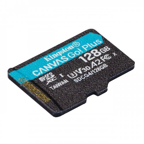 Карта памяти Kingston microSDXC Canvas Go! Plus G4 128GB Class 10 UHS-I U3 A2 V30 (SDCG4/128GBSP) купить в Украине: Киев, Днепр, Харьков, Одесса  | Низкая цена, отзывы, характеристики от TELEMART фото