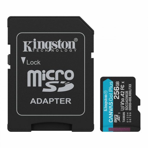 Карта пам'яті Kingston microSDXC Canvas Go! Plus G4 256GB Class 10 UHS-I U3 A2 V30 (з адаптером) (SDCG4/256GB) купити в Україні: Київ, Львів, Хмельницький, Тернопіль, Івано-Франківськ | Низька ціна, відгуки, характеристики від TELEMART фото