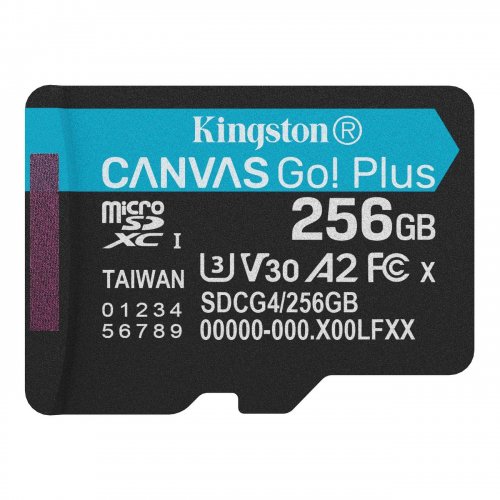Карта пам'яті Kingston microSDXC Canvas Go! Plus G4 256GB Class 10 UHS-I U3 A2 V30 (SDCG4/256GBSP) купити в Україні: Київ, Львів, Хмельницький, Тернопіль, Івано-Франківськ | Низька ціна, відгуки, характеристики від TELEMART фото