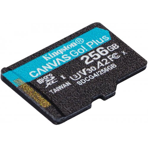 Карта пам'яті Kingston microSDXC Canvas Go! Plus G4 256GB Class 10 UHS-I U3 A2 V30 (SDCG4/256GBSP) купити в Україні: Київ, Львів, Хмельницький, Тернопіль, Івано-Франківськ | Низька ціна, відгуки, характеристики від TELEMART фото