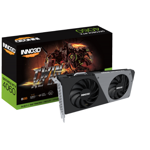 Видеокарта Inno3D GeForce RTX 4060 TWIN X2 OC 8192MB (N40602-08D6X-173051N) (Восстановлено продавцом, 847761) купить в Украине: Киев, Днепр, Харьков, Одесса  | Проверка совместимости, низкая цена, отзывы, характеристики от TELEMART фото