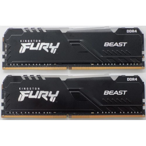 Озу Kingston DDR4 32GB (2x16GB) 3200Mhz FURY Beast RGB Black (KF432C16BBAK2/32) (Восстановлено продавцом, 848064) купить в Украине: Киев, Днепр, Харьков, Одесса  | Проверка совместимости, низкая цена, отзывы, характеристики от TELEMART фото