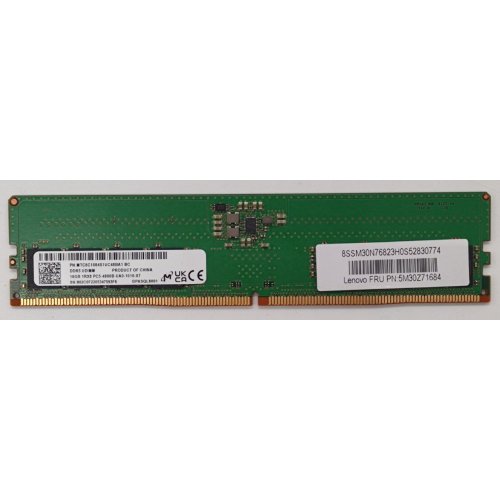 Озп Lenovo DDR5 16GB 4800Mhz (5M30Z71684) (Відновлено продавцем, 848245) купити в Україні: Київ, Львів, Хмельницький, Тернопіль, Івано-Франківськ | Перевірка сумісності, низька ціна, відгуки, характеристики від TELEMART фото