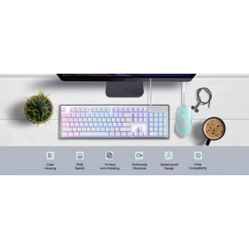 Комплект MageGee K1 Combo (6971969723870) White купить в Украине: Киев, Днепр, Харьков, Одесса  | Низкая цена, отзывы, характеристики от TELEMART фото