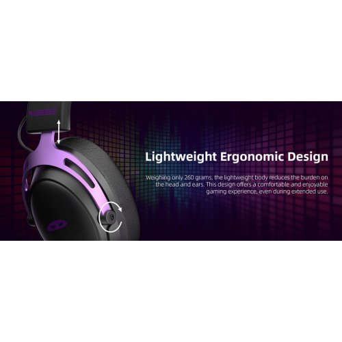 Наушники MageGee Wing (6971969724549) Black/Purple купить в Украине: Киев, Днепр, Харьков, Одесса  | Низкая цена, отзывы, характеристики от TELEMART фото