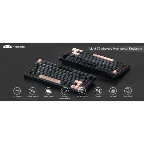 Клавиатура MageGee Light 75 RGB Pink Bear Switch Wireless (6971969728820) Royal Blue купить в Украине: Киев, Днепр, Харьков, Одесса  | Низкая цена, отзывы, характеристики от TELEMART фото