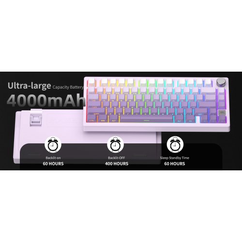 Клавиатура MageGee Light 75 RGB Purple Bird Switch Wireless (6971969728813) White/Purple купить в Украине: Киев, Днепр, Харьков, Одесса  | Низкая цена, отзывы, характеристики от TELEMART фото