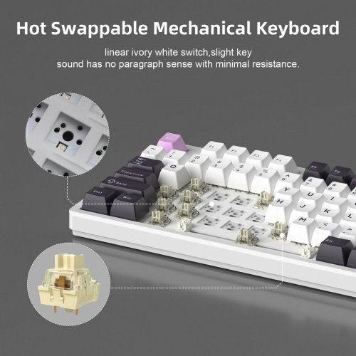 Клавиатура MageGee Light 87 RGB Ivory White Switch (6971969728745) Purple Jade купить в Украине: Киев, Днепр, Харьков, Одесса  | Низкая цена, отзывы, характеристики от TELEMART фото