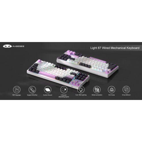 Клавиатура MageGee Light 87 RGB Ivory White Switch (6971969728745) Purple Jade купить в Украине: Киев, Днепр, Харьков, Одесса  | Низкая цена, отзывы, характеристики от TELEMART фото