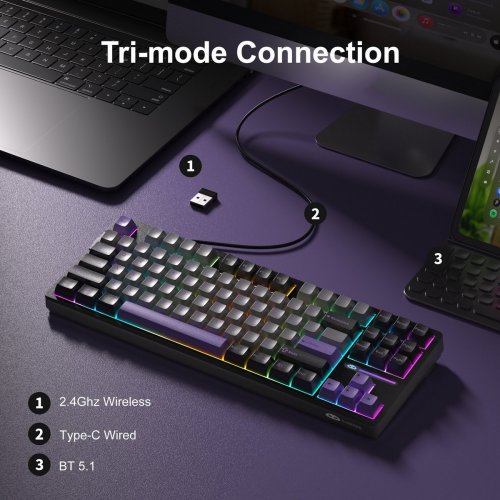 Клавиатура MageGee Light 87 RGB Blue Whale Switch Wireless (6971969728721) Dark Purple купить в Украине: Киев, Днепр, Харьков, Одесса  | Низкая цена, отзывы, характеристики от TELEMART фото