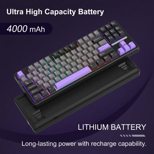 Клавиатура MageGee Light 87 RGB Blue Whale Switch Wireless (6971969728721) Dark Purple купить в Украине: Киев, Днепр, Харьков, Одесса  | Низкая цена, отзывы, характеристики от TELEMART фото