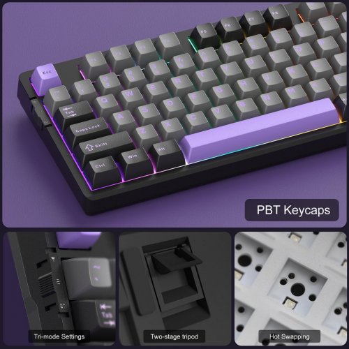 Клавиатура MageGee Light 87 RGB Blue Whale Switch Wireless (6971969728721) Dark Purple купить в Украине: Киев, Днепр, Харьков, Одесса  | Низкая цена, отзывы, характеристики от TELEMART фото