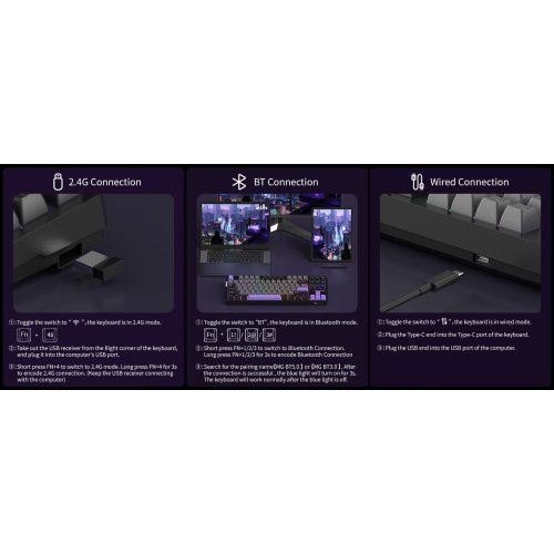 Клавиатура MageGee Light 87 RGB Blue Whale Switch Wireless (6971969728721) Dark Purple купить в Украине: Киев, Днепр, Харьков, Одесса  | Низкая цена, отзывы, характеристики от TELEMART фото