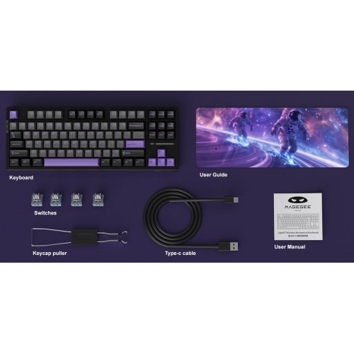 Клавиатура MageGee Light 87 RGB Blue Whale Switch Wireless (6971969728721) Dark Purple купить в Украине: Киев, Днепр, Харьков, Одесса  | Низкая цена, отзывы, характеристики от TELEMART фото