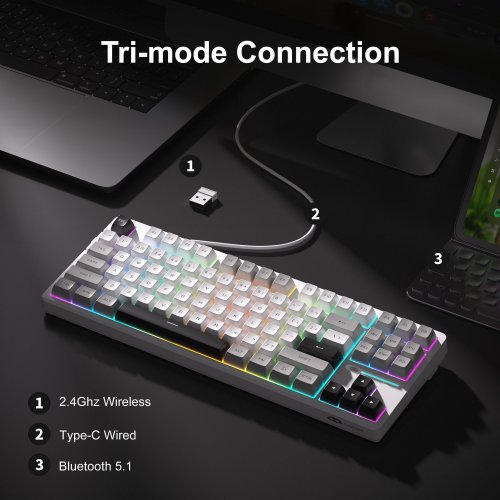 Клавиатура MageGee Light 87 RGB Blue Whale Switch Wireless (6971969728431) Star White купить в Украине: Киев, Днепр, Харьков, Одесса  | Низкая цена, отзывы, характеристики от TELEMART фото