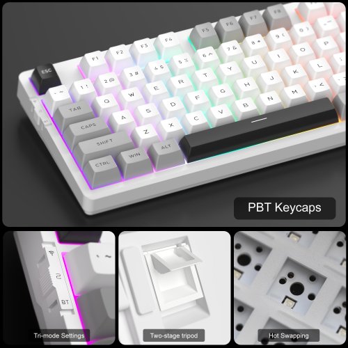 Клавиатура MageGee Light 87 RGB Blue Whale Switch Wireless (6971969728431) Star White купить в Украине: Киев, Днепр, Харьков, Одесса  | Низкая цена, отзывы, характеристики от TELEMART фото