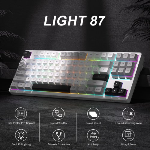 Клавиатура MageGee Light 87 RGB Blue Whale Switch Wireless (6971969728431) Star White купить в Украине: Киев, Днепр, Харьков, Одесса  | Низкая цена, отзывы, характеристики от TELEMART фото