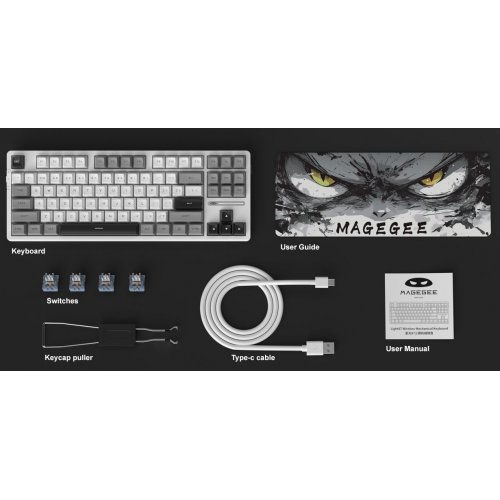 Клавиатура MageGee Light 87 RGB Blue Whale Switch Wireless (6971969728431) Star White купить в Украине: Киев, Днепр, Харьков, Одесса  | Низкая цена, отзывы, характеристики от TELEMART фото