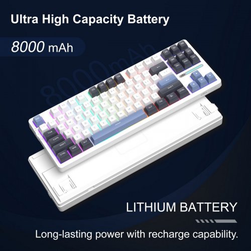 Клавиатура MageGee Light 87 RGB Ivory White Switch Wireless (6971969728424) Star Blue купить в Украине: Киев, Днепр, Харьков, Одесса  | Низкая цена, отзывы, характеристики от TELEMART фото