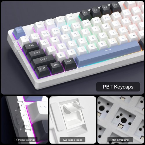 Клавиатура MageGee Light 87 RGB Ivory White Switch Wireless (6971969728424) Star Blue купить в Украине: Киев, Днепр, Харьков, Одесса  | Низкая цена, отзывы, характеристики от TELEMART фото