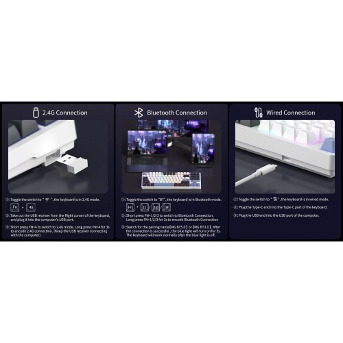 Клавиатура MageGee Light 87 RGB Ivory White Switch Wireless (6971969728424) Star Blue купить в Украине: Киев, Днепр, Харьков, Одесса  | Низкая цена, отзывы, характеристики от TELEMART фото