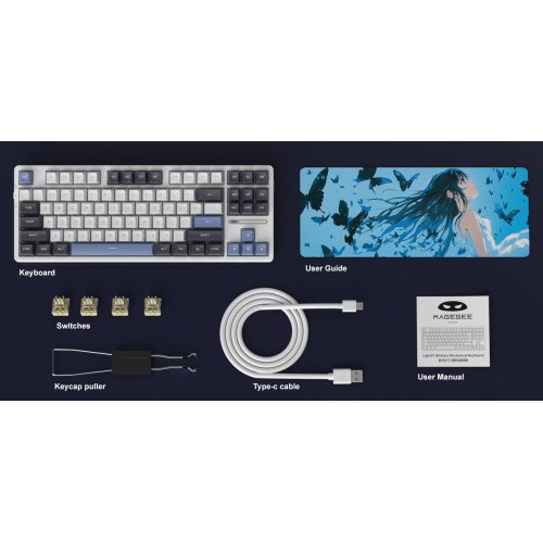 Клавиатура MageGee Light 87 RGB Ivory White Switch Wireless (6971969728424) Star Blue купить в Украине: Киев, Днепр, Харьков, Одесса  | Низкая цена, отзывы, характеристики от TELEMART фото
