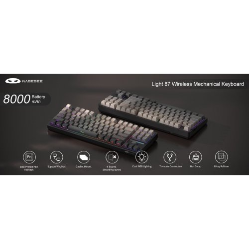 Клавиатура MageGee Light 87 RGB Blue Whale Switch Wireless (6971969728400) Star Grey купить в Украине: Киев, Днепр, Харьков, Одесса  | Низкая цена, отзывы, характеристики от TELEMART фото