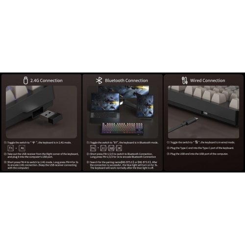 Клавиатура MageGee Light 87 RGB Blue Whale Switch Wireless (6971969728400) Star Grey купить в Украине: Киев, Днепр, Харьков, Одесса  | Низкая цена, отзывы, характеристики от TELEMART фото