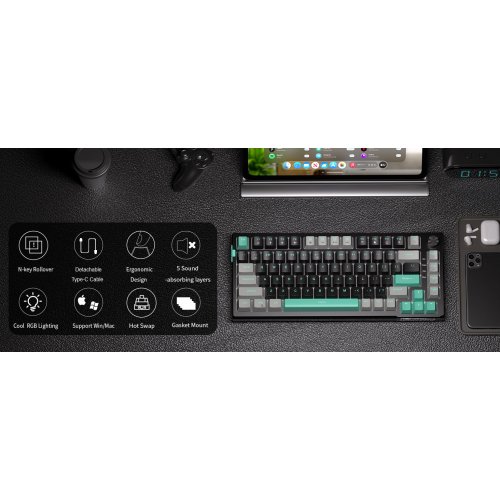 Клавиатура MageGee SKY 81 RGB Blue Whale Switch (6971969728172) Dark Elf купить в Украине: Киев, Днепр, Харьков, Одесса  | Низкая цена, отзывы, характеристики от TELEMART фото