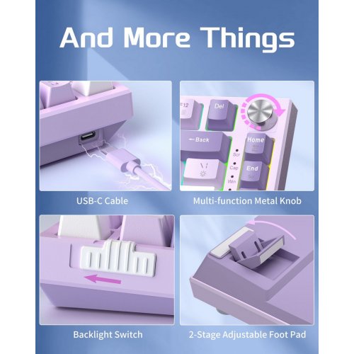 Клавиатура MageGee SKY 81 RGB Violet Switch (6971969727939) Violet купить в Украине: Киев, Днепр, Харьков, Одесса  | Низкая цена, отзывы, характеристики от TELEMART фото