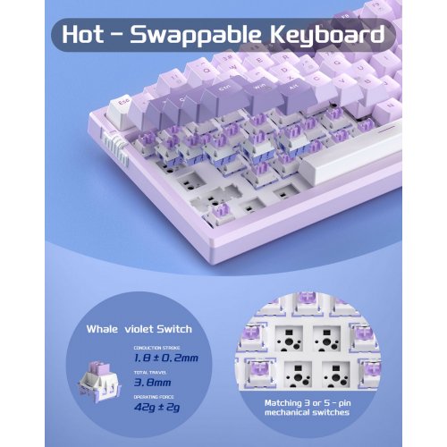 Клавиатура MageGee SKY 81 RGB Violet Switch (6971969727939) Violet купить в Украине: Киев, Днепр, Харьков, Одесса  | Низкая цена, отзывы, характеристики от TELEMART фото