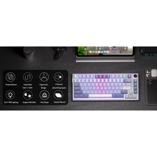 Клавиатура MageGee SKY 81 RGB Violet Switch (6971969727939) Violet купить в Украине: Киев, Днепр, Харьков, Одесса  | Низкая цена, отзывы, характеристики от TELEMART фото