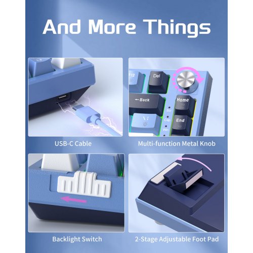 Клавиатура MageGee SKY 81 RGB Blue Whale Switch (6971969727922) Prussian Blue купить в Украине: Киев, Днепр, Харьков, Одесса  | Низкая цена, отзывы, характеристики от TELEMART фото