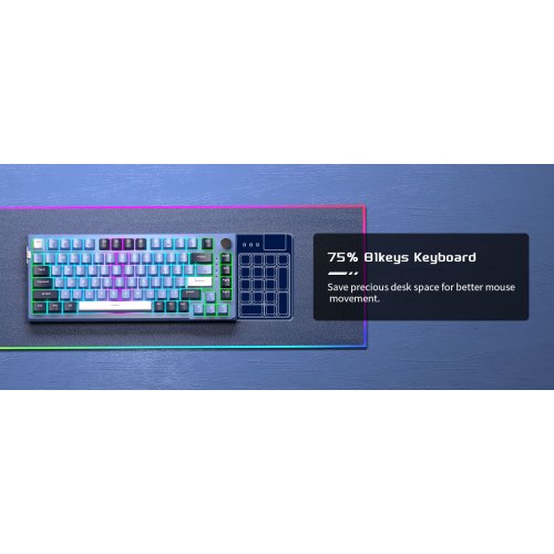Клавиатура MageGee SKY 81 RGB Blue Whale Switch (6971969727922) Prussian Blue купить в Украине: Киев, Днепр, Харьков, Одесса  | Низкая цена, отзывы, характеристики от TELEMART фото