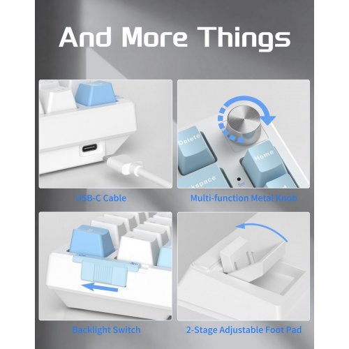 Клавиатура MageGee SKY 81 RGB Pink Bear Switch (6971969728844) Ice Sea Blue купить в Украине: Киев, Днепр, Харьков, Одесса  | Низкая цена, отзывы, характеристики от TELEMART фото